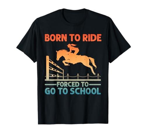 Horse Racing Art For Kids Boys Girls Horse Lover Equestrian T-Shirt Xs