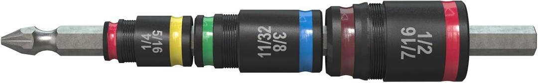 Malco 7-in-1 C-RHEX Flip Bit Socket Set with 3 Cleanable, Reversible, and Stackable, Color-Coded Sockets Featuring an Ultra-Powerful Magnet and a #2 Phillips Integrated Driver Head, Impact Rated