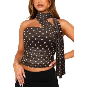 FEMLE Womens Y2K Halter Top Sexy Scarf Tube Tops Concert Outfits