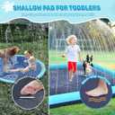 204"x 204" Gaint Splash Pad for Dogs, Non-Slip, Rantangle Splash Pad for Kids Ages 4-8,Giant Splash Pads for Toddlers 1-3, Dog Sprinkler Shallow Pool, Outdoor Water Toys for Backyard, Teal