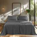 LBRO2M Cooling Bed Sheet 100% Viscose Derived from Bamboo Sheet Set 4 Piece Queen Size,Fit Up to 16" Deep Mattress, 1800 TC Sheet Super Soft Silky Smooth,Breathable Cool Bedding (Queen Dark Gray)