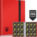Card Binder 9 Pocket, Fabmaker 396 Pockets Trading Card Binder, Premium Collector Card Album for Standard Cards, Side Loading Card Collection Folder for Game Cards, Sport Cards, Red