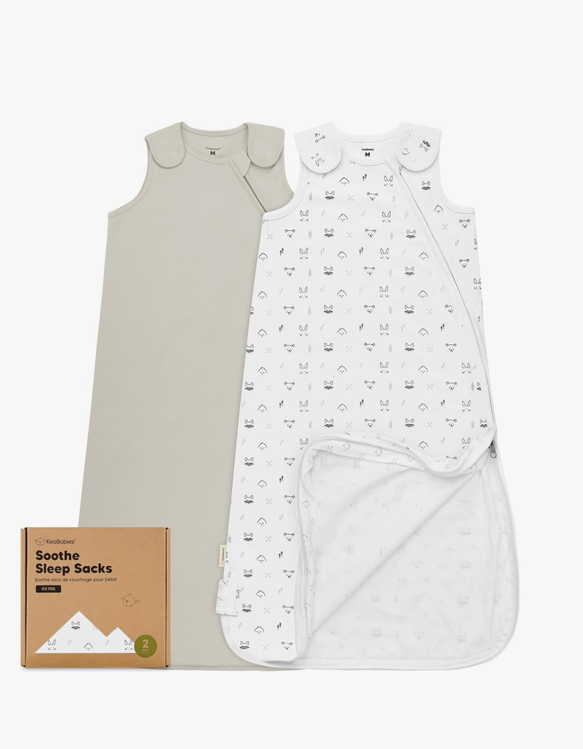 2-Pack Organic Baby Sleep Sacks, 100% Cotton - Soft & Breathable 0.5TOG Baby Wearable Blanket, Toddler Sleeping Sack Size M