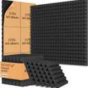 16 Pack Acoustic Foam Panels,12x12x2 inches Sound Proof Foam Panels for Walls, Fast Expand Pyramid Designed High Density Sound Panels Noise Reducing with Self-Adhesive(Black)