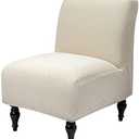 Iauddy Armless Accent Slipper Chair Cover Slipcover,Stretch Spandex Removable Jacquard Non-Slip Silp Cover for Accent Chair Without Arms Furniture Protector for Living Dining Room