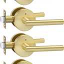 Haidms 4 Pack Gold Door Handles - Brushed Gold Interior Door Lever for Bathroom and Bedroom, Privacy Door Handle, Heavy Duty Modern Style