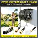 Heavy Duty Wall Mounted Garden Hose Reel Durable Steel Construction, Come with 130ft Rubber Garden Hose & 5ft Lead-in Hose, Brass Fittings, Easy Crank Handle, Weather Resistant