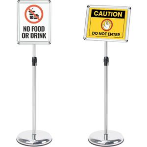 Poster Stand Holder Adjustable Pedestal Floor Standing Sign Holder Vertical and Horizontal View Sign Display, Aluminum Snap Open Frame with Safety Corner (Sliver-8.5x11)