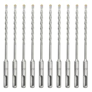 10Pcs 3/16 Inch x 6 Inch SDS Plus Hammer Drill Bit, Masonry Drill Bit, Carbide Tipped for Drilling Brick, Masonry, Stone and Concrete, SDS Plus Bits Set with Storage Case