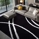 YIHOUSE Black Modern Area Rug 6x9,Abstract Rugs for Bedroom,Minimalist Striped Rug,Black and White Geometric Rug,Dark Washable Area Rugs 6x9 Non Slip Rugs for Living RoomOffice (Black Simple Lines-1)