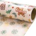 RUSPEPA Reversible Wrapping Paper Roll - Mini Roll - Christmas Gingerbread and Snowflake Pattern Great for Christmas, Party, Holiday - 17.5 Inches X 32.8 Feet
