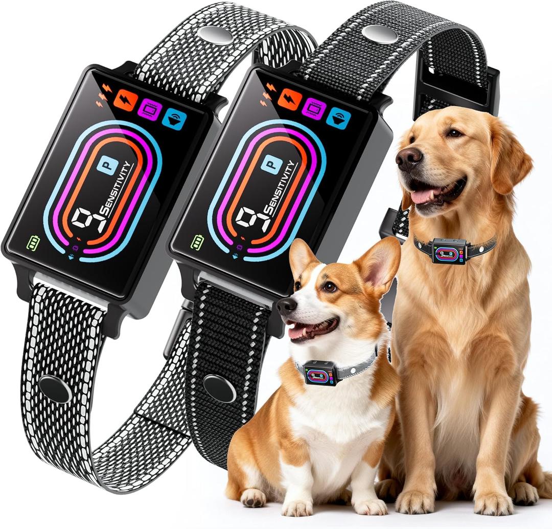 Dog Bark Collar 2 Pack, Smart Bark Collars for Dogs 5130 lbs, Upgraded Anti Bark Training Collar with Beep, Vibration & Shock, 9 Sensitivity Levels, 5 Training Modes, Rechargeable & IPX7 Waterproof