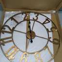 Indoor Outdoor Large Wall Clock，Silent Analog Battery Operated 24 Inch Metal Wall Clock for Patio, Porch, Pool Area, Kitchen, Living Room, Farmhouse Decor - Vintage Gold