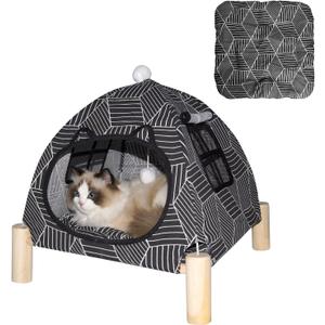 Pozico Portable Cat Tent Bed Foldable Indoor Tent Bed for Cats & Small Dogs, Washable Cushion, Cozy Hideaway for Kittens & Cats, Easy Assembly & Travel