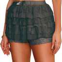 Ruffle Shorts Womens Bloomers Y2k Shorts Tiered Micro Booties Summer Women Ruffle Underwear Women (Small, 1pcs-black)