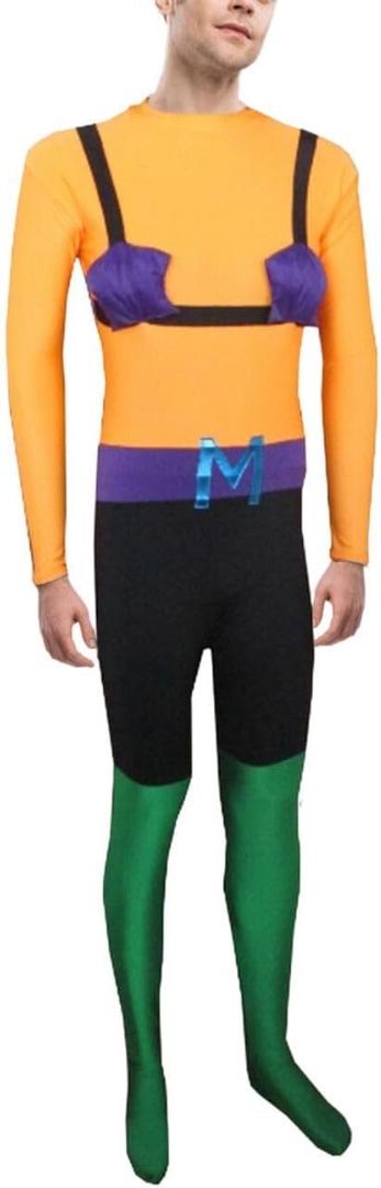 My Party Shirt Mermaid Man Spandex Costume - Adult Halloween Outfit - TV Show Cosplay Gift Deluxe Orange Suit & Accessories 
2XL Orange