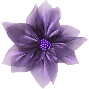 Huralona 8pcs Organza Ribbon Flowers Chiffon Flowers 4.5"/11.5cm for Crafts Wedding Decor DIY Flower for Headpiece Appliques (Purple) 2 Packs