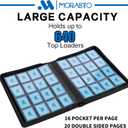 16 Pockets Top Loader Binder,Holds 640 3" x 4" Rigid Cards