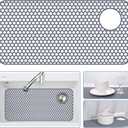 Silicone Sink Protectors for Kitchen Sink - 28.4"x 14.3" Kitchen Protector Accessory, Non-Slip Heat Resistant Mat for Bottom of Farmhouse Porcelain Stainless Steel (Top Right Drain Hole,Gray)