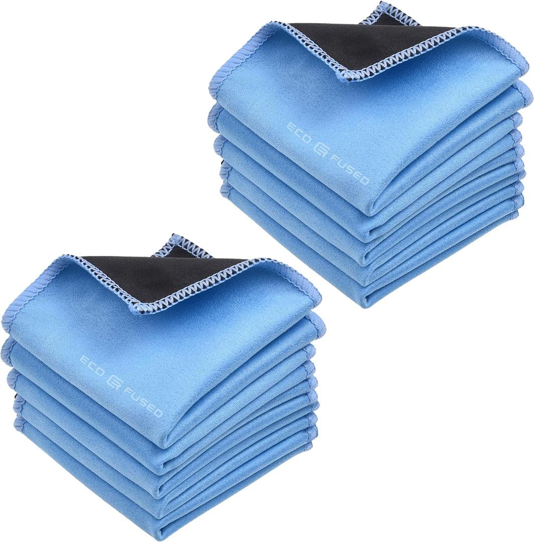 Microfiber Cleaning Cloths - 10 Pack - 6.6 x 6.2" - Double-sided Cleaning Cloths - Microfiber and Suede Cloth for Smartphones, LCD TV, Tablets, Laptop Screens, Camera Lenses and Other Surfaces