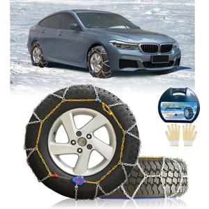 NEOCHIAEVO Auto Tightening Snow Chains Tire Chains, 1-Minute Quick Install, Universal Fit for Car/SUV/Pickup Truck, Multi-Weather Emergency Traction, Set of 2 - HKN100