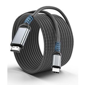 USB C to HDMI 15 Feet Cable 4K, Anti-Interference Gold-Plated Plugs, Aluminum Type-C to HDMI Cord, Thunderbolt 3 & 4 Compatible for MacBook, iMac, iPad Pro, Galaxy, Surface, Dell, HP