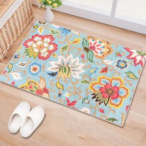 Beeiva Floral 2x3 Small Rugs for Entryway, Non Slip Colorful Door Rugs for Entryway Indoor, Ultra Thin Non-Shedding Throw Thin Bathroom Mat fit Under Door (Colorful,2'x3')