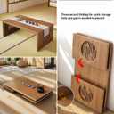 Japanese Folding Coffee Table, Foldable Low Coffee Tables, Bamboo Floor Table Desk for Sitting on The Floor, No Assembly, Portable Living Coffee Table (31.5Inch)