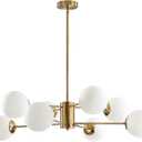 KCO Lighting 8-Light Glass Sputnik Chandelier Light Modern Gold Chandeliers Pendant Light Fixture Vintage Globe Ball Ceiling Flush Mount Light Fixture Kitchen Island