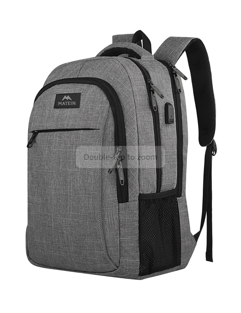 MATEIN Travel Laptop Backpack, Business Anti Theft Slim Sturdy Laptops Backpack with USB Charging Port, Water Resistant College School Computer Bag Gift for Men & Women Fits 15.6 Inch Notebook, Grey
