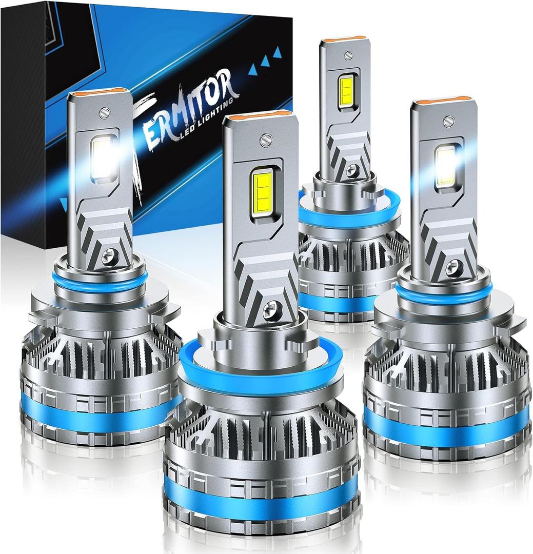 FAHREN H11 9005 Fog Light Bulb Combos, 240W 15,0000LM Lighting Bulb With Fan, 6500K Cool White, IP68 Waterproof, 1:1 Size Plug and Play, Pack of 4