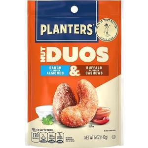 PLANTERS Nut Duos, Flavored Nuts, Ranch Almonds & Buffalo Cashews 5oz Exp. 04/07/26 Pack of 4