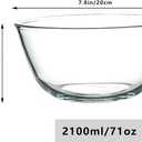 2 Pack 7.8 in Deep Mixing Bowls Glass Salad Bowl Round Glass Serving Bowls for Cooking Baking Prepping Dishwasher & Microwave & Oven Safe, 71oz Breads Proofing Bowl