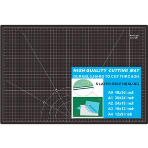 WORKLION Self Healing Cutting Mat: 24 x 36 inch Large Double Sided 5-Layer Gridded PVC Cut Mat for Sewing & Quilting & Scrapbooking & Arts and Crafts Projects (Green/Black)