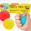 IMPRESA Squishy Stress Ball Set - Sensory Toys for Kids - Fidget Toys for Adults - Tear-Resistant Squeeze Balls for Stress Relief - Pack of 3, Multicolor