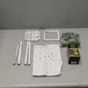 Neoflavie 16 Set 48 Pcs Wooden Wedding Lantern Centerpiece, Include 16 Wooden Candle Holders 16 LED Candles 16 Eucalyptus Leaves Wreath for Rustic Table Decoration, Country Barn Wedding, Party-Retro White