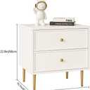 GStone Modern Square Nightstand with 2 Drawers, White and Gold, Duo Size