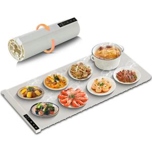 Warming Mat for Food Extra Large 32"x15"Food Warming Mats for Countertop,Roll Up Silicone Warmer Mat for Party Buffet,Christmas House Warming Gift for Home Hosting Daily Use(Off-White)