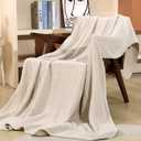 Yoofoss Muslin Blanket 100% Organic Cotton Large Twin Size 60" x 80" for Bed Couch Summer Gauze Blanket for Adults Lightweight and Breathable Apricot White