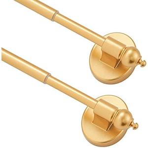 BOOM JOG Magnetic Curtain Rods for Metal Doors，Multi-Use Adjustable Appliance for Windows Iron Steel Places，9-16 Inch，Gold，2 Pack