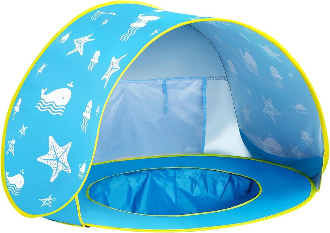 Monobeach Baby Beach Tent Ocean Pop Up Portable Shade Pool UPF50+ UV Protection Sun Shelter for Infant with Easy Set Up Canopy