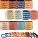 48 Pcs Inspirational Silicone Wristbands for Students Motivational Quotes Rubber Bracelets Stretch Unisex Wrist Bands for Kids Party Girls Boys Graduation Gifts School Prizes, 2.2 In (Bright Color)