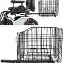 ECOTRIC Rear Folding Basket Compatible with Most Pride Mobility Scooters Waterproof Made of Steel and Works with 1" Receiver Storage Cargo Basket Black