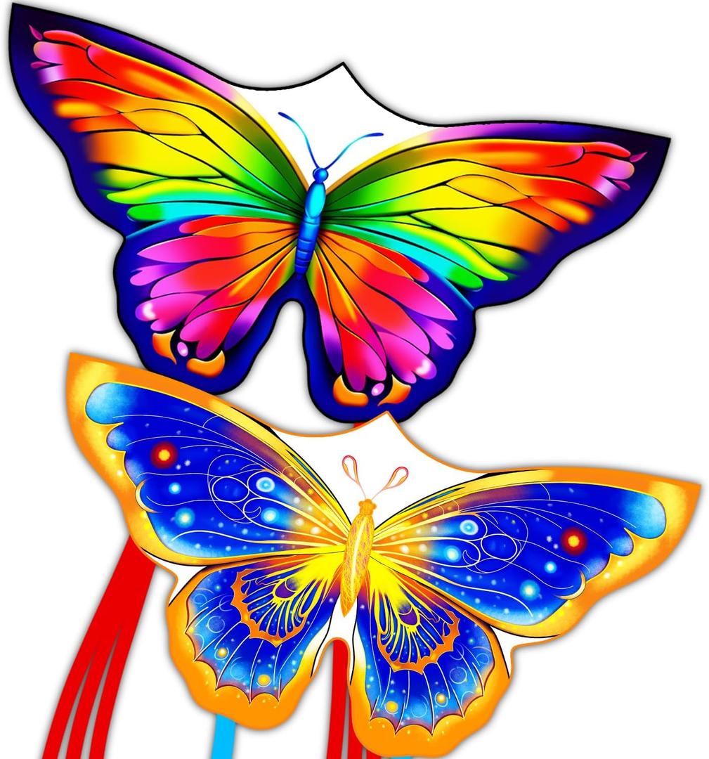 Butterfly Kites for Kids & Adults, Easy to Fly Design with Long Tail for Stability, for Kids Ages 4-8 & Beginners, Beach & Park Use | Family Outdoor Fun