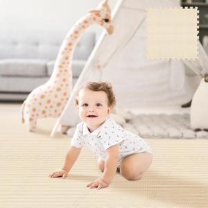 Puzzle Play Mat 16 Tiles with 32 Border Pieces, Interlocking Stitching Mat with Border for Living Room Playroom Gym, 23.6 x 23.6 Inch Beige