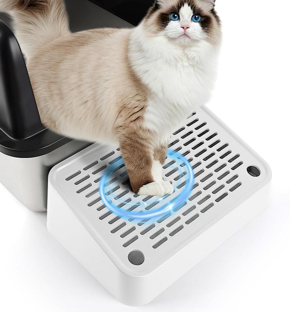 Cat Litter Box Ramp, Litter Box Step Mat with Filter Function, Cat Litter Catcher for Self-Cleaning Litter Boxes, Cats Pedal Stool Ideal for Kitten & Elderly Cats (White)