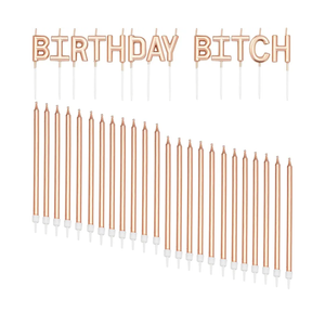 BLUE PANDA - Birthday B Cake Candles with Holders (37 Pack)