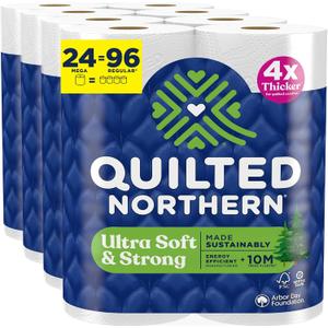 Quilted Northern Ultra Soft & Strong Toilet Paper, 24 Mega Rolls = 96 Regular Rolls, 4X Stronger*, Premium Soft Toilet Tissue