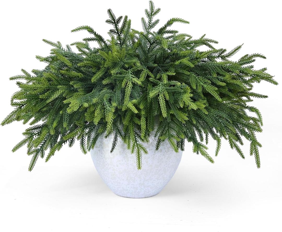 12 Pcs Realistic Christmas Pine Branches Artificial Lifelike Green Pine Stem - Real Touch for Vase DIY Crafts Flower Arrangement Home Indoor Christmas Decor(18 Inch)