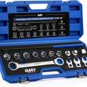 Orion Motor Tech Serpentine Belt Tool Kit, 15-Piece Ratcheting Serpentine Belt Removal and Installation Tool Set with Ratcheting Wrench Sockets Adapters Crowfoot Wrenches Extension